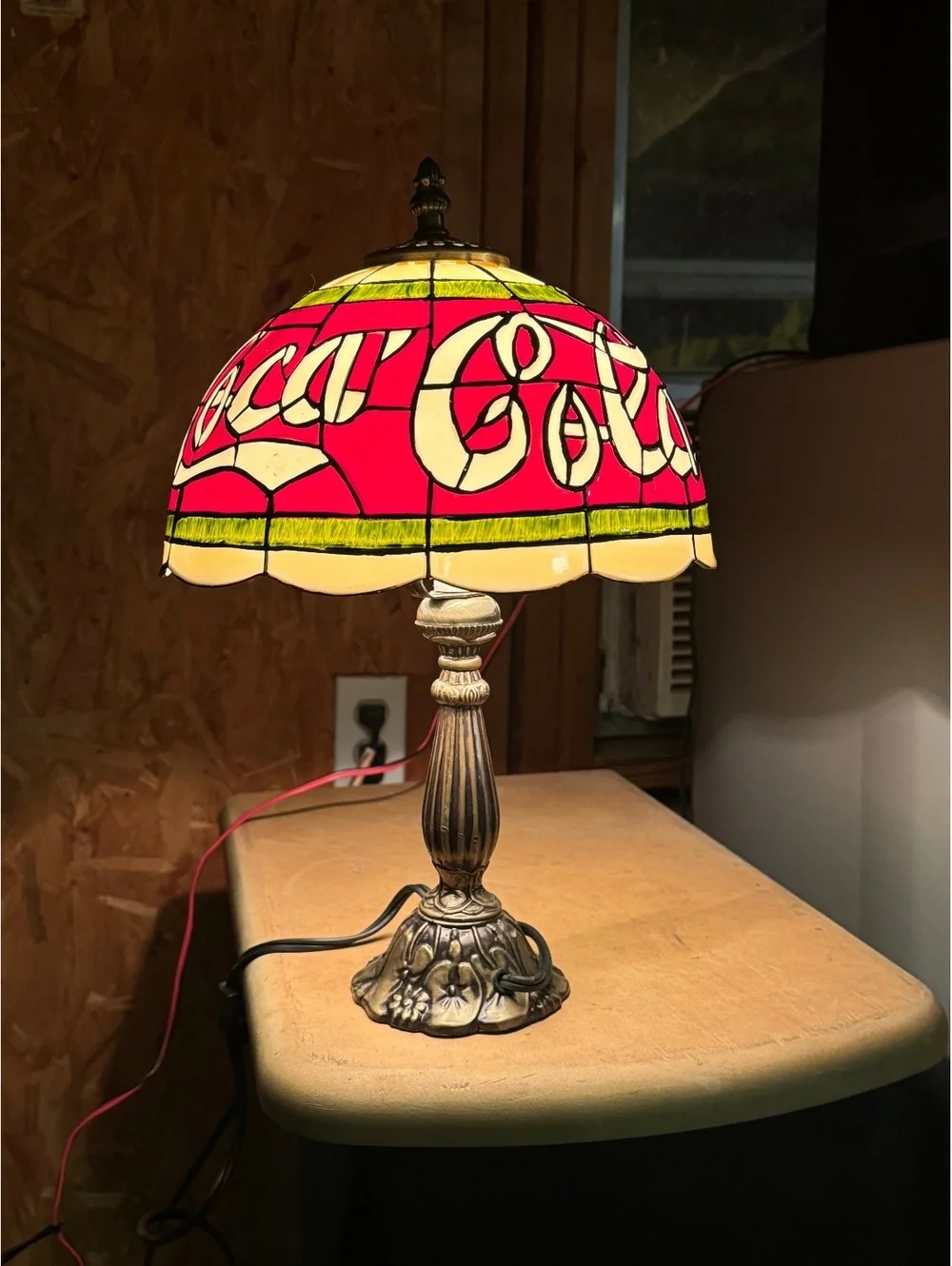 Vintage Coca-Cola Stained Glass Table Lamp